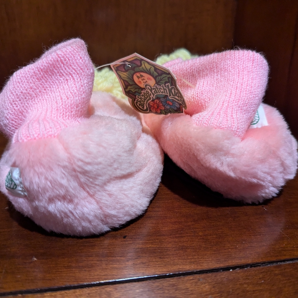 Vintage 1984 CABBAGE PATCH KIDS Pink Slippers Shoes - New With Tags - Hole - Picture 6 of 7